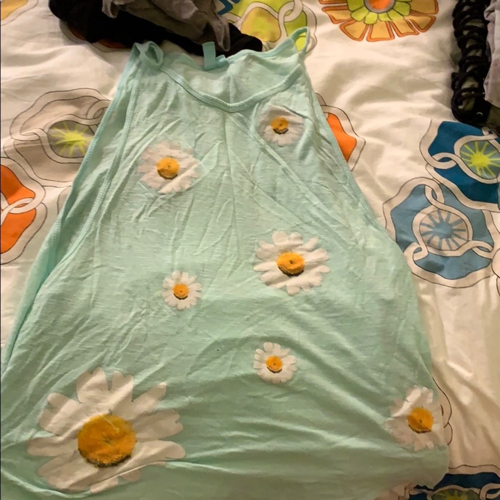 Green tank top from LF with daisies